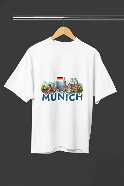 MAGORS Munich Text Printed Oversize Unisex T-Shirt - City Themed Cotton Print...