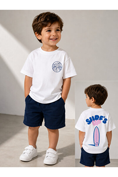 Pufiko Kids تي شيرت مطبوع عليه Surfs Up للأولاد