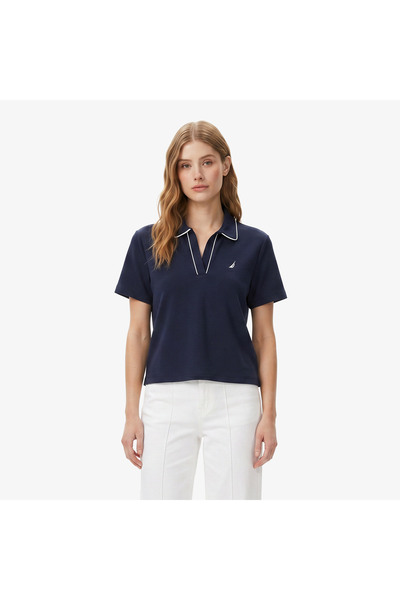 Nautica Kadın Lacivert Regular Fit Polo Yaka T-Shirt