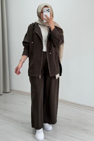 T Moda Store My Magazin Liyosel Kumaş Geniş Kalıp Kanguru Cep Detaylı Bilek B...