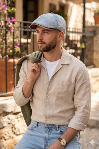 Hat Town Premium Denim Cap - Ivy Cap with Leather Visor Detail