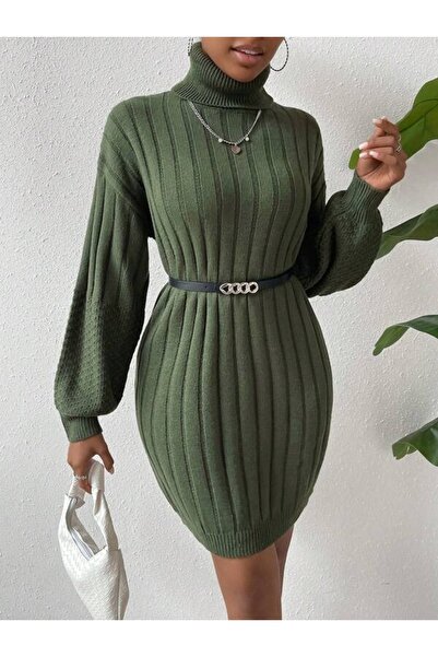 Iuliashop Short Knitted Dress Jarne Khaki - M