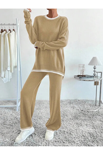 Iuliashop Knitted Set with Ernesta Beige Pants - XS