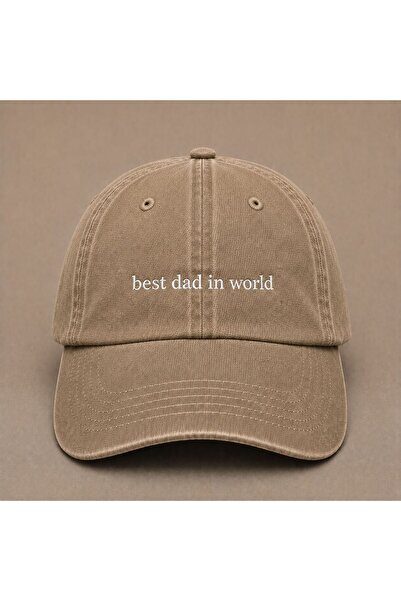 WeavedCo Best Dad in the World Embroidered Vintage Washed Hat Father's Day Sp...