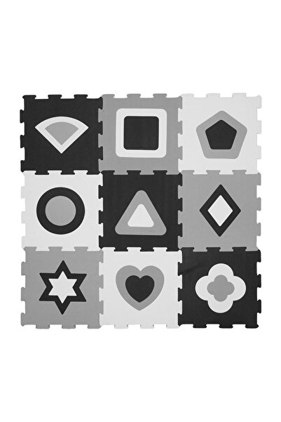 OEM Covor Puzzle Geometric Alb-Negru pentru Copii, Spuma Moale, 32x32 cm, 9 P...