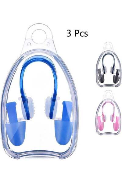 Gennext Generic 3 set Swimming Earplugs and Nose Clip Set Prevent Water Prote...