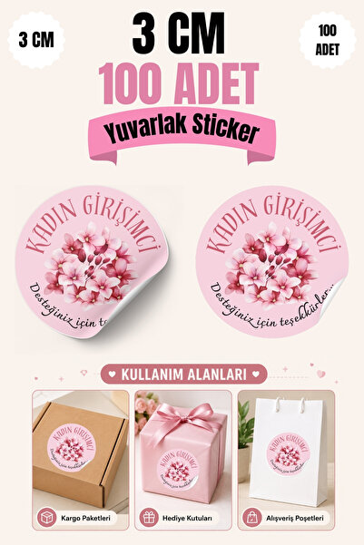 qoeuyl boutique Female Entrepreneur No:1 3 cm Round 100 Pieces Sticker Packag...