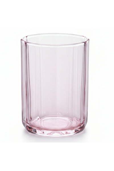 Deli Tinted Pink Water Glass 250 ml — Faceted Ribbed Design