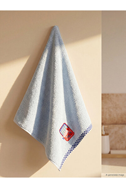 LC Waikiki Nevavm Embroidered Face Towel with Checkered Edge and Contrast 50X...
