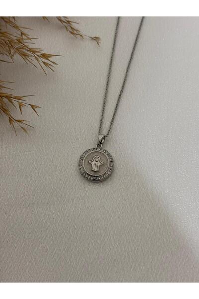 stainless steell Fatma Mother's Hand Figured Steel Necklace