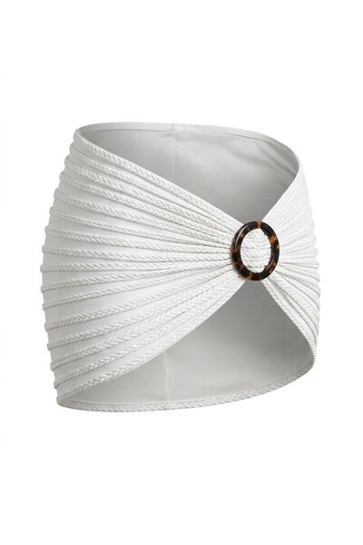 AQUELLA Textured White Skirt with Buckle