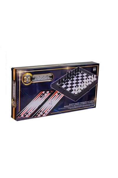 MSP Joc de Societate de Voiaj Magnetic 3 in 1 Sah Dama Table 35x35.5cm