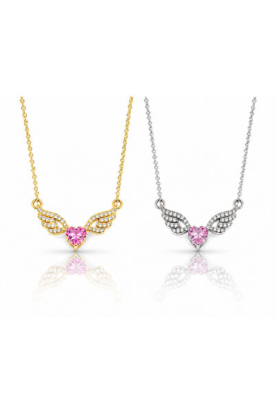 Rafal Double Winged Heart Chain for Women - Elegant Silver and Gold Necklace ...