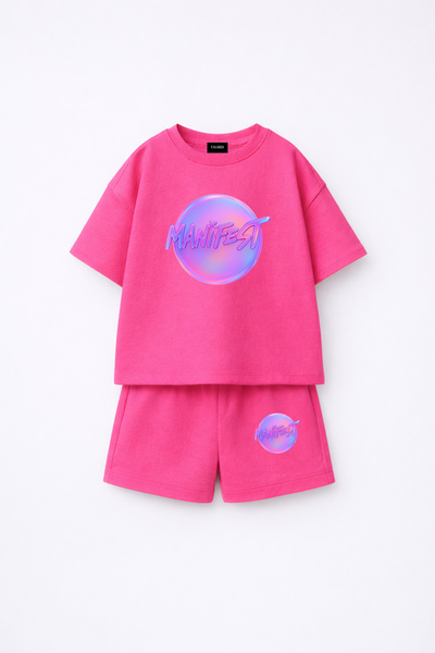 fasardi Set pentru copii din 2 piese, tricou și pantaloni scurți, cu logo Man...