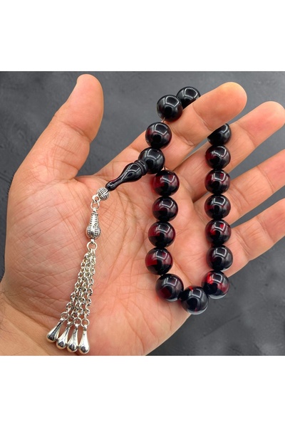 Kttesbihaksesuar 14 mm EFE MASKOT TESBİH SÜRMELİ TOZ KEHRİBAR GÜMÜŞ KAPLAMA P...