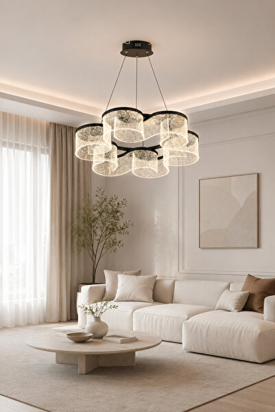 Taşcan Aydınlatma Estrella Siyah Sarkıt Led Avize Modern Luxury Salon Yatak O...