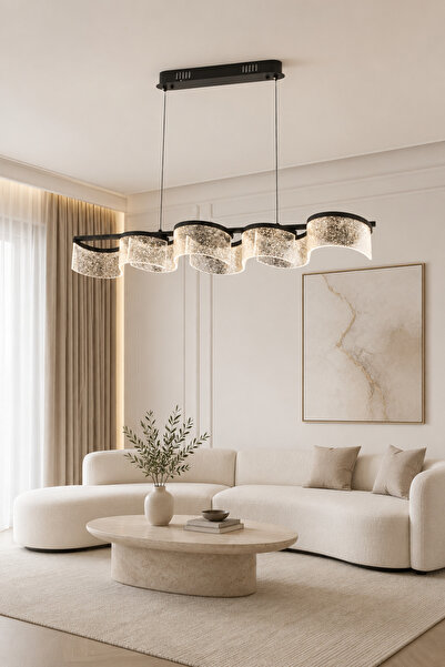 Taşcan Aydınlatma Estrella Siyah Sarkıt Led Avize Modern Luxury Salon Yemek M...