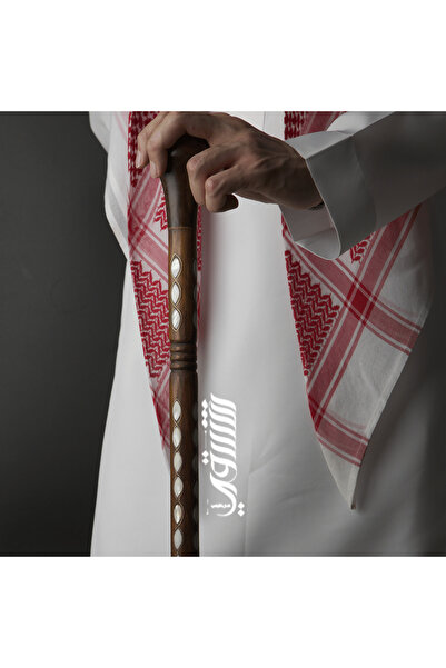 Default Spear Handle Stick Inlaid with Shell and Brass - Black - Royal, 95 cm...