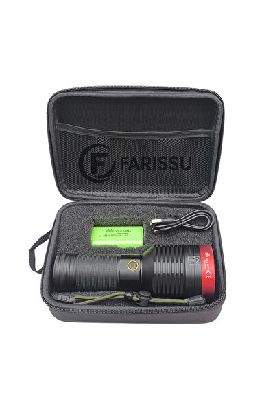 farissu GK-B102 15000 Lümen 150W Taktik El Feneri - Zoomlu, 1.5 Km Uzun Menzi...