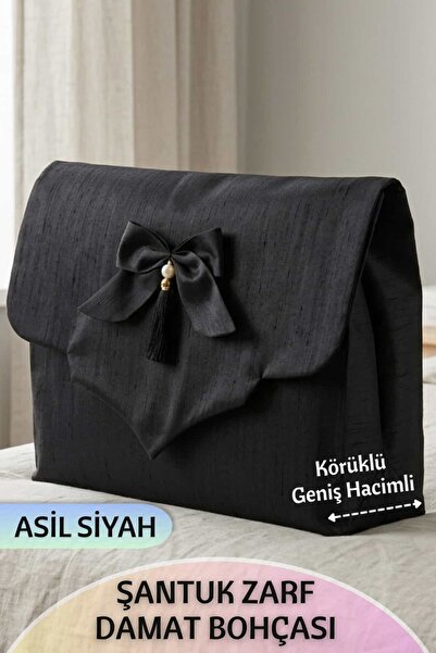 Dantelux Şantuk Fionklu Zarf Bohça (+ 8 cm Körüklü) - Siyah