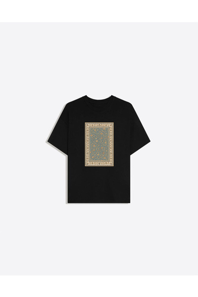 Disante Orinetal Carpet 3 Printed Crew Neck Oversize Trendy Women's T-Shirt