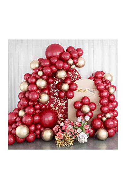 MP Mirific Party Top Bottom Set of 163 balloons, red and gold chrome latex ar...