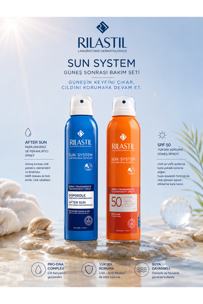 Rilastil Sun System Cildi Tazeleyici, Nemlendirici ve Güneşten Koruyucu Set