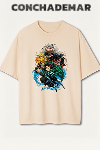 Vordevia Demon Slayer Printed Colorful Oversize T-Shirt Printed Premium Overs...