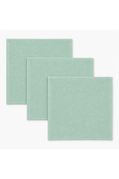 MONTICELLO HOME 3'lü Set 25x25 cm Açık Yeşil Pike Mutfak Peçetesi %100 Pamuk