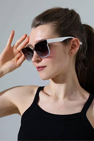 Violon Women's Gradient Glass White Handle Oversize Sunglasses