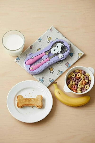 Miniso Snoopy Licensed Vintage Series Fork Spoon Set Stainless Steel Purple 1...