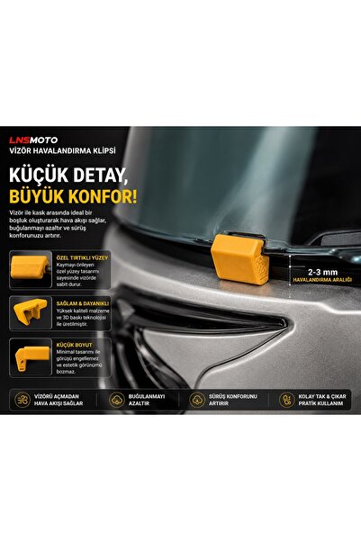MOTOLİNAS LNSMOTO Kask Vizör Havalandırma Klipsi Anti Buğu Aparatı | Motosiklet Kask Vizör Aralayıcı