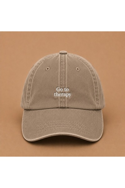 WeavedCo Go to Therapy Embroidered Vintage Washed Cap Hat