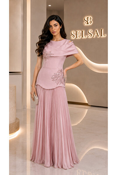 SELSAL Soft Pleated Evening Dress