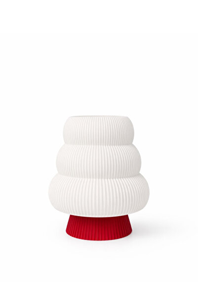 Nuaen Cone Small Dekoratif Ateş Kırmızı Abajur Masa Lambası - 20 cm - Komodin...