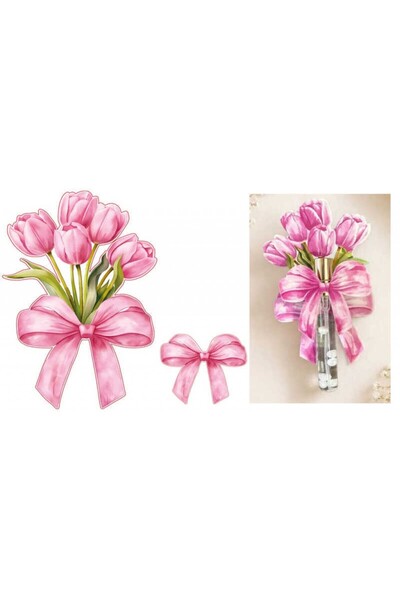Hayaller Dükkanı DEKORATİF SÜS İKİ BOY LALE FİYONK PEMBE SET:25ADET-