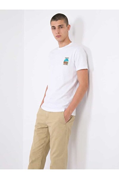 Coredra Puerto Rico 2 Regular Fit T-Shirt Muška - Bela - C102