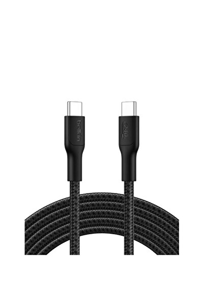 Belkin Eco Örgülü USB-C - USB-C Hızlı Şarj Kablosu (3 m, 240W, Siyah, USB 2.0)