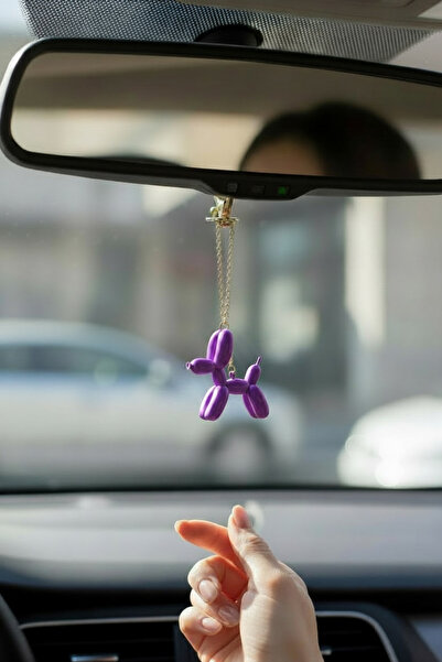 KUKO DESIGN Balon Lila Köpek Dikiz Aynası Süsü | Araba Aksesuarı & Charm