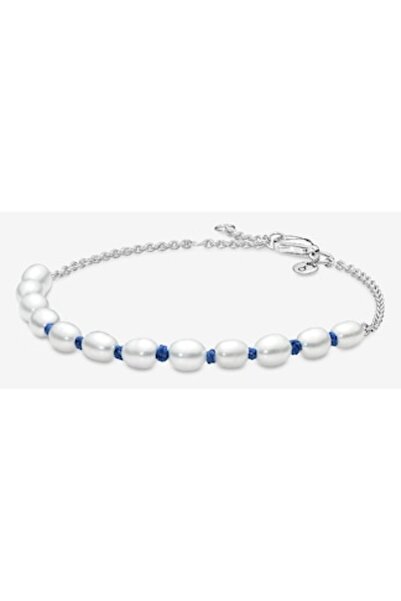 Pandora Bratara cu Perle de apa dulce si accente albastre Argint 925 - 20 cm