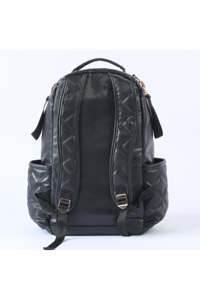 Generic Brand Oeste Leather Mother Baby Care Backpack 7300 Black