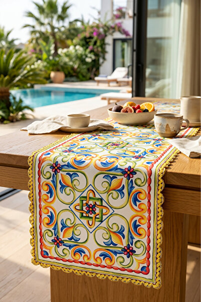 Decomia Home Modern Striped Colorful Digital Print Runner Decorative Table Ru...