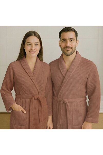 Pucioasa Halat baie gofrat unisex, bumbac 100%, XL/XXL, Maro