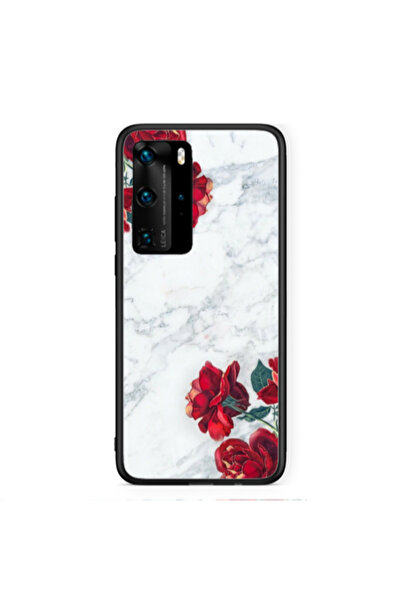Other Huawei P40 Pro Marble and roses Black Glossy Θήκη