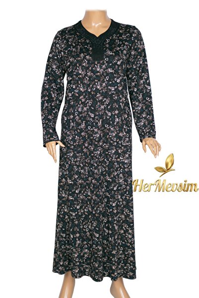HESNA Women's Demet Plus Size Black Dress with Cups Pattern 5
