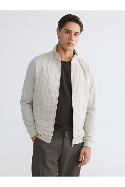 LC Waikiki Ozmarka New Season Stand Collar Men's Quilted Zippered Sweatshirt