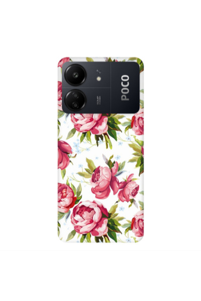 Other Xiaomi Poco C65 Roses and laves Transparent Silicone TPU Θήκη