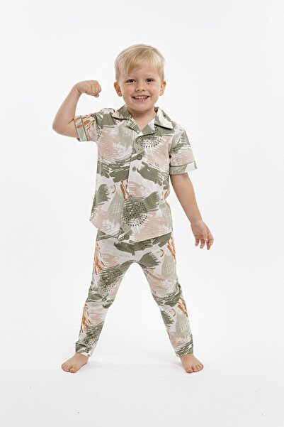 MODANINO Boy's 100% Cotton and Shirt Style Pajama Set 2-13 Years 12687Is