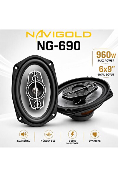 Navigold NG-690 960Wat 6x9 16x24CM Oval Tweeterli Oto Hoparlör 2Adet Kapaklı