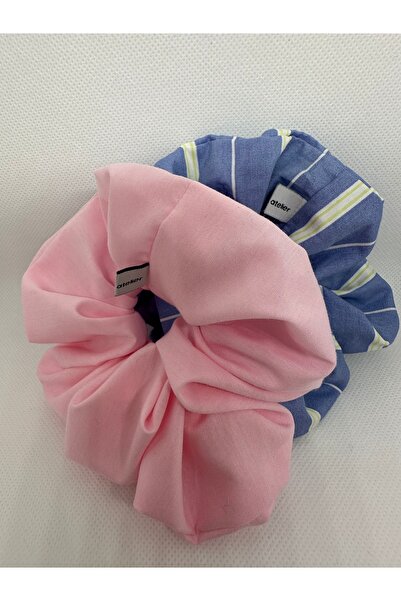 OIA Atelier Candy Cotton & Striped Indigo Scrunchie Set of 2